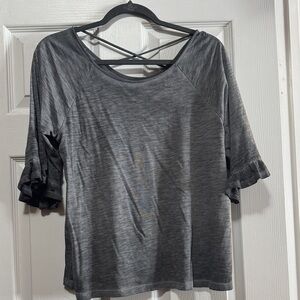 a.n.a Charcoal Blouse with Crisscross Back